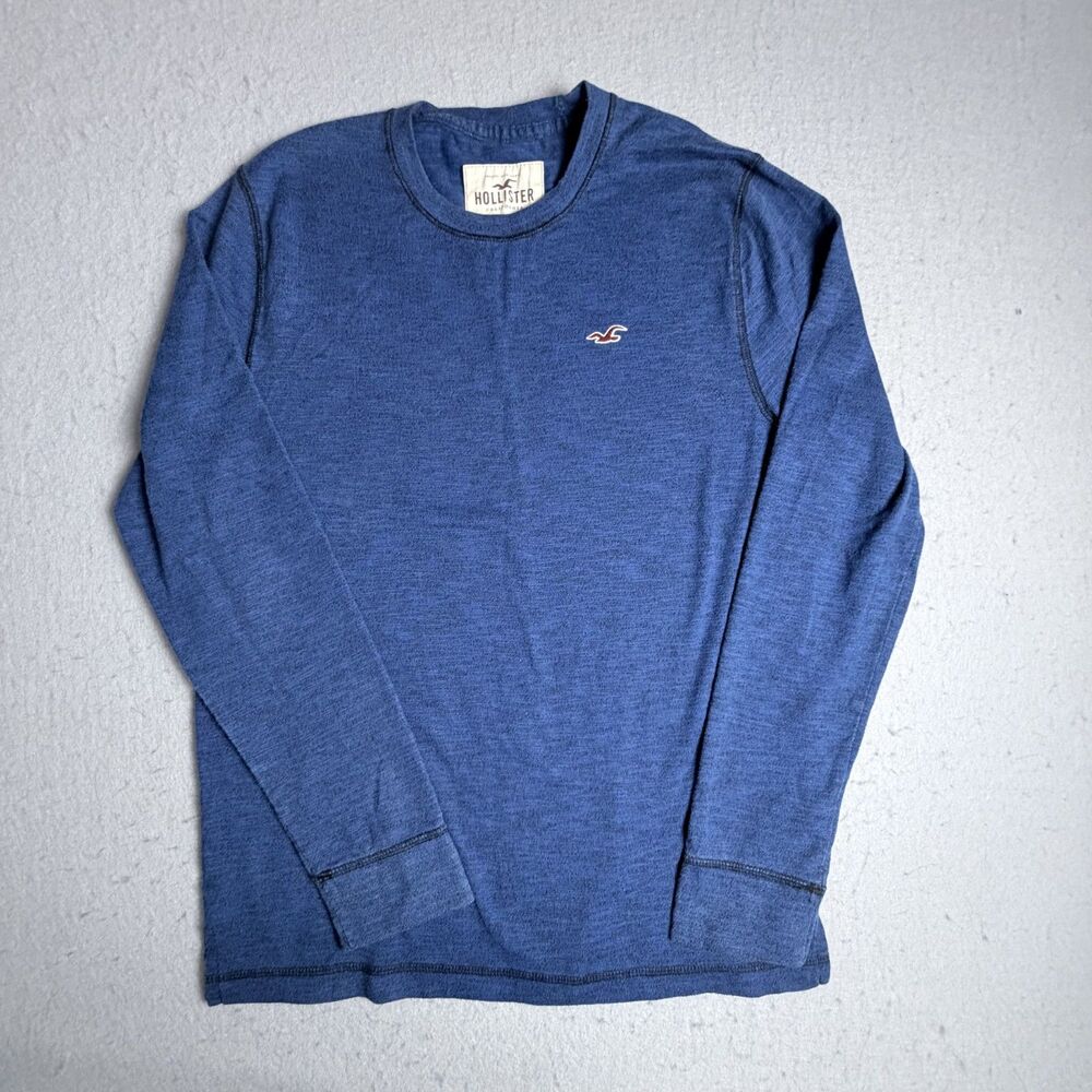 Men Hollister Royal Blue Long Sleeve Pullover Small Sweater Preppy Knit Crewneck